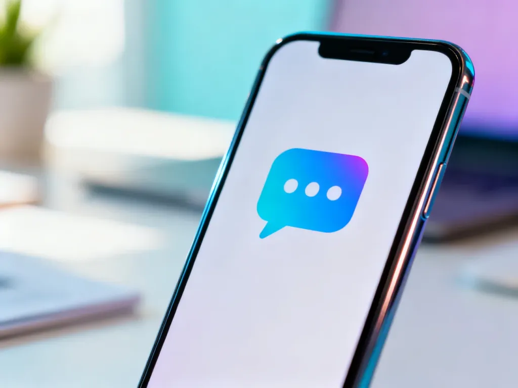 Nowoczesny smartfon z ikoną czatu na ekranie, symbolizujący komunikację w mediach społecznościowych.